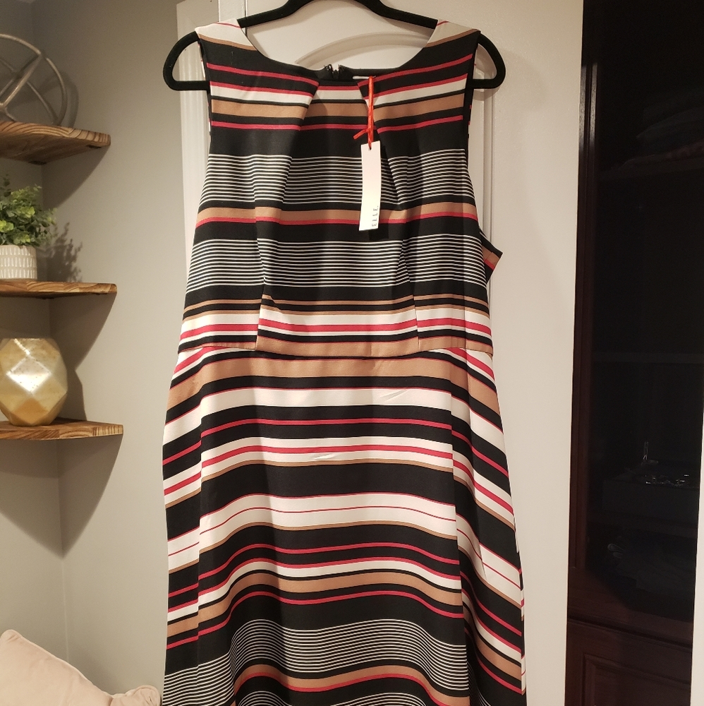 NWT multi-color stripe fit and flare dress size XXL